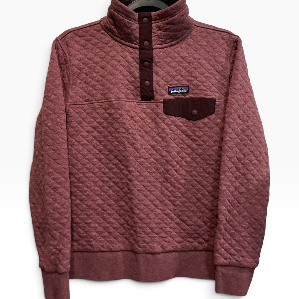Patagonia Organic Cotton Quilt Snap-T Pullover Womens S Burgundy Quilted Jacket